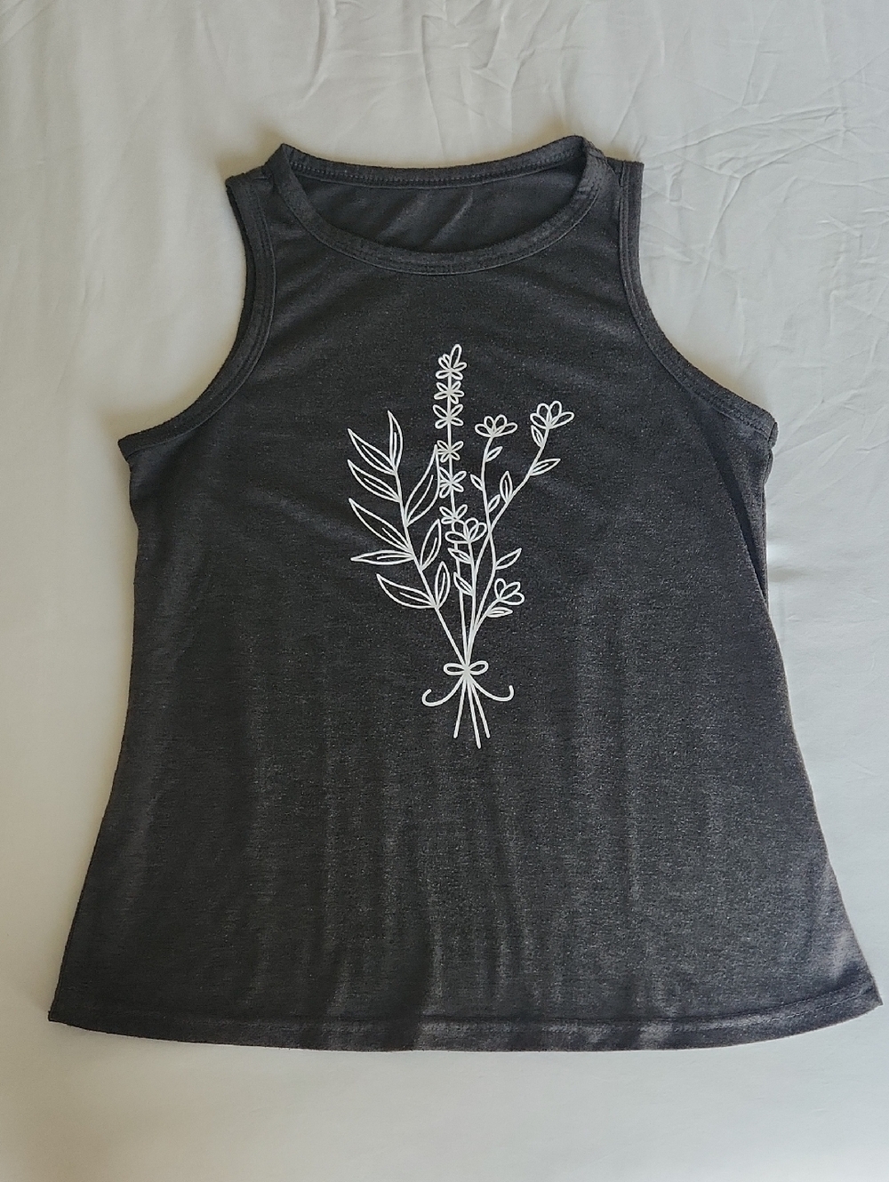 Women's Charcoal Floral Graphic Tank Top